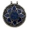 The Bead Chest Lapis-Inlaid Afghan Tribal Pendant 56x62mm Afghanistan Blue Round White Metal Large Hole